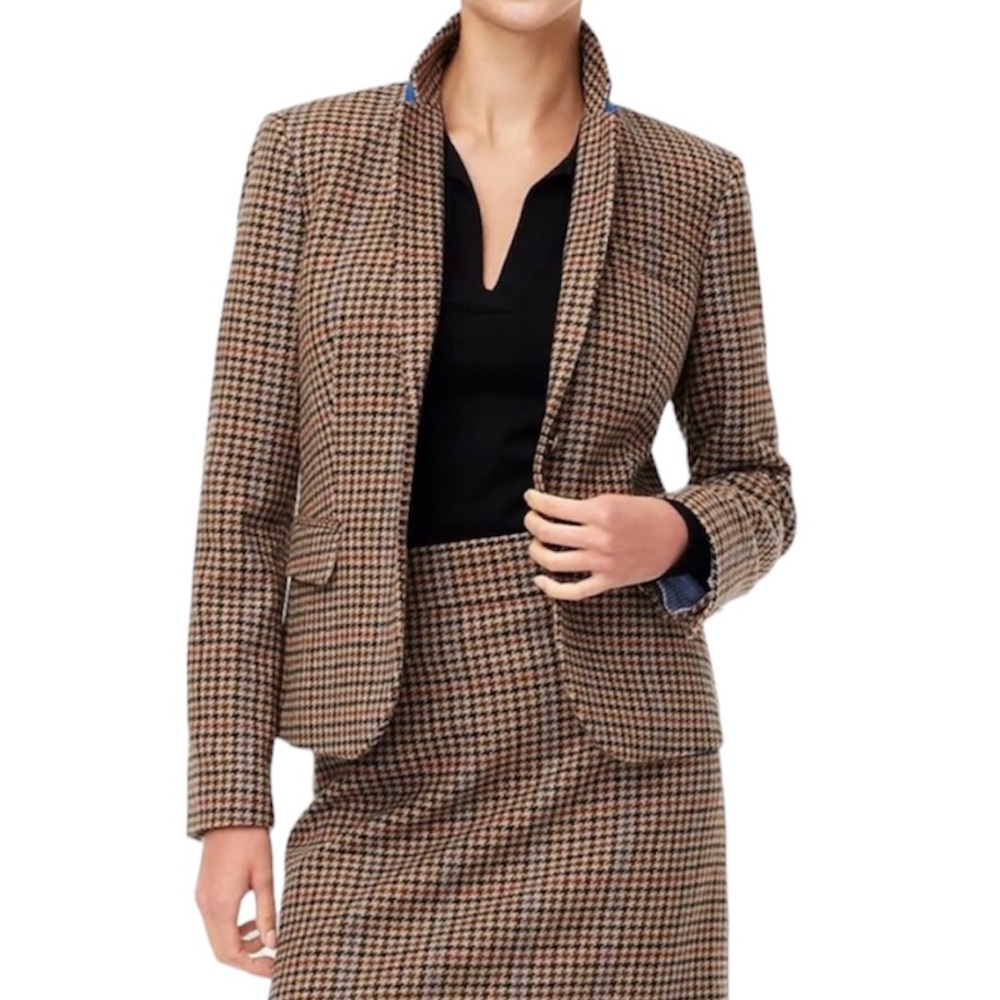J Crew Mercantile Schoolboy Wool Blend Houndstooth Blazer
